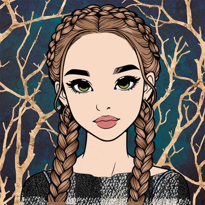 realistic girl with braids