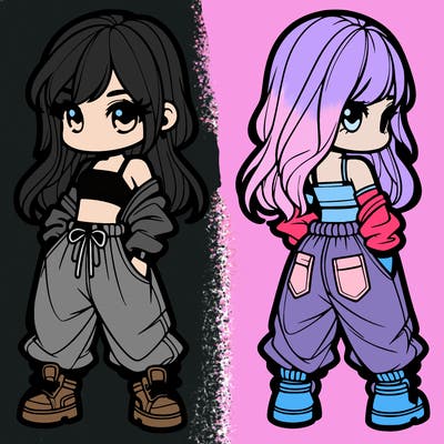 girl in crop top and baggy pants