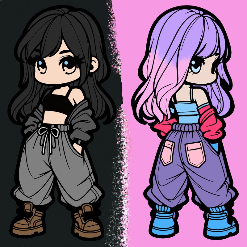 girl in crop top and baggy pants