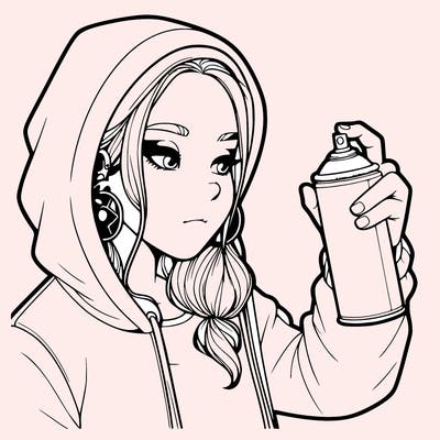 a realistic girl, spray painting