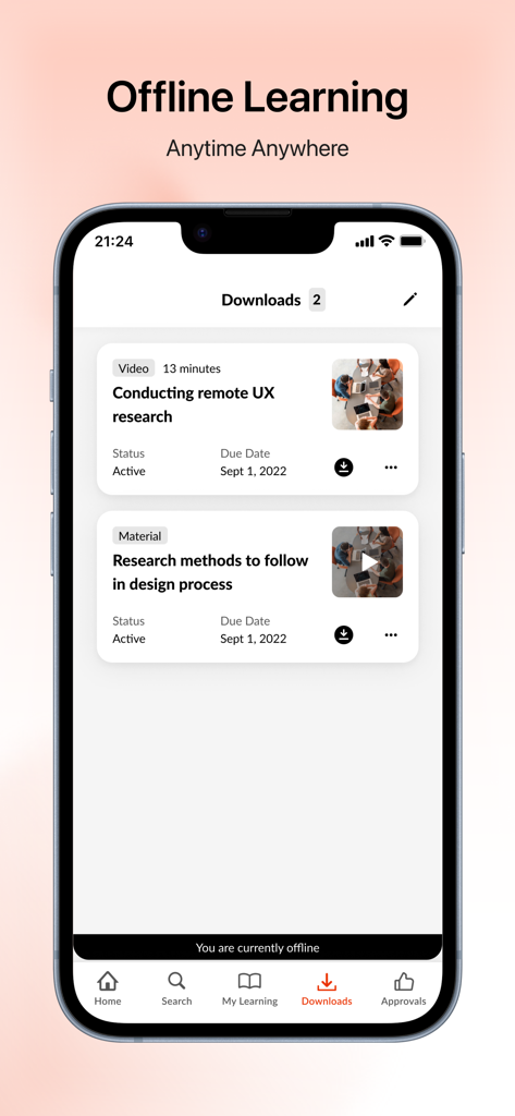 Cornerstone Galaxy - Screenshot of Cornerstone Galaxy app showing the downloads screen for offline professional learning