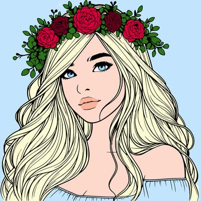 realistic girl with flower crown