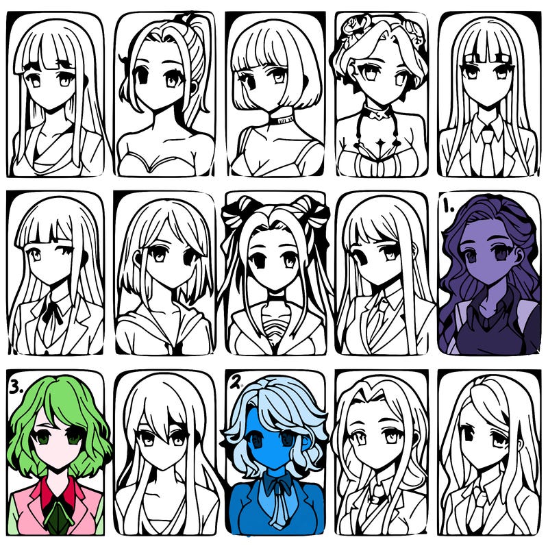 girls that look diffrent anime