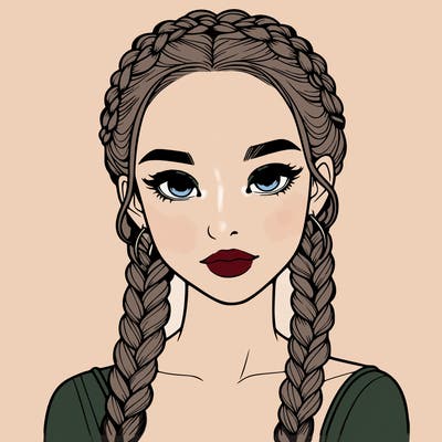 realistic girl with braids