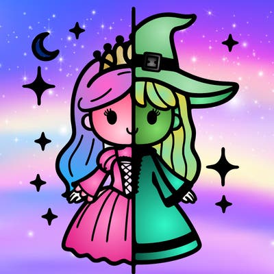 split princess and witch