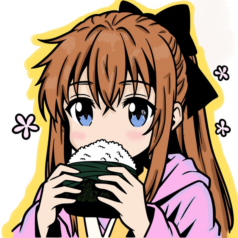 anime character eating onigiri