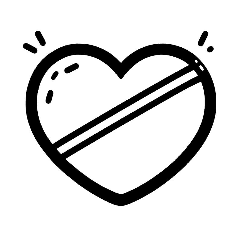 a heart with a line down the middle