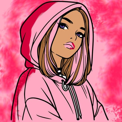 a realistic girl in a hoodie