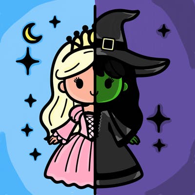 split princess and witch