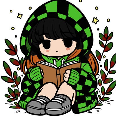 girl in oversized hoodie reading a book