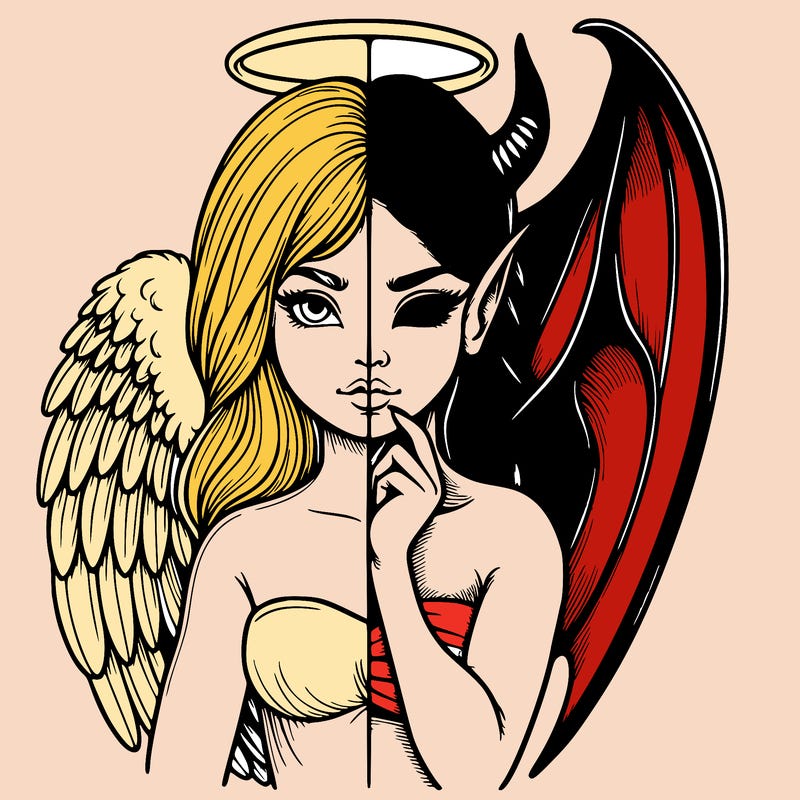 realistic angel half demon