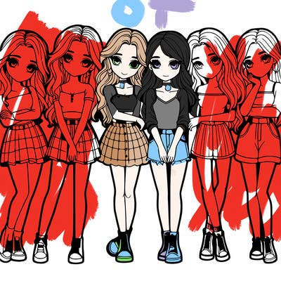 a group of girls realistic