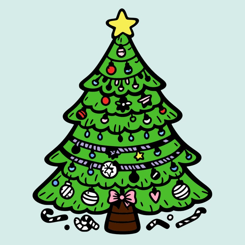 christmas tree with lots of details