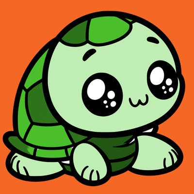 cute little animated turtle