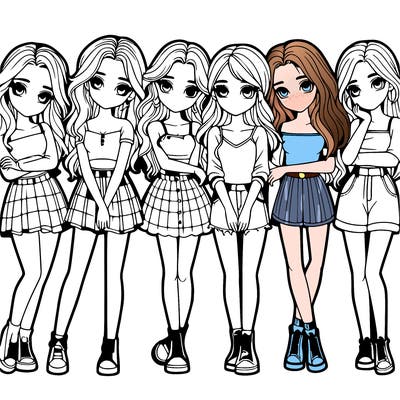 a group of girls realistic