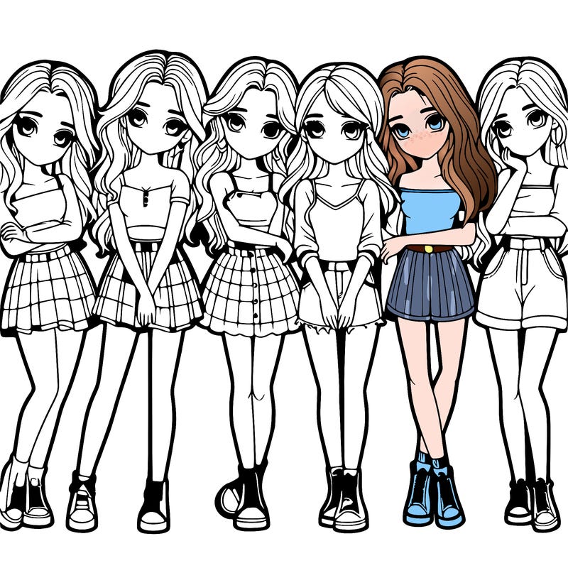 a group of girls realistic