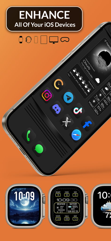 Clockology - Custom Apple Watch faces and iPhone widgets showing personalized health data and weather dashboards