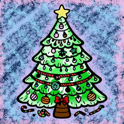 christmas tree with lots of details