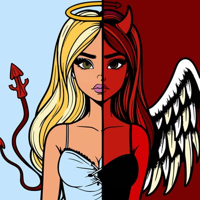 devil vs angel realistic girl