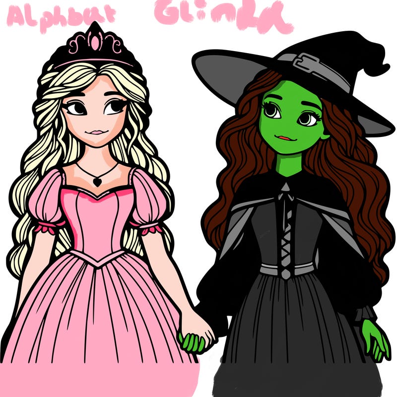 a princess and a witch holding hands realistic