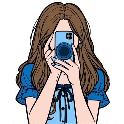 a realistic girl holding her phone taking pictures