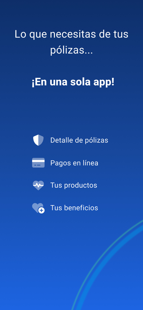 ASSA Compañia de Seguros - Features overview of ASSA insurance mobile app showing policy details and online payments in Spanish.