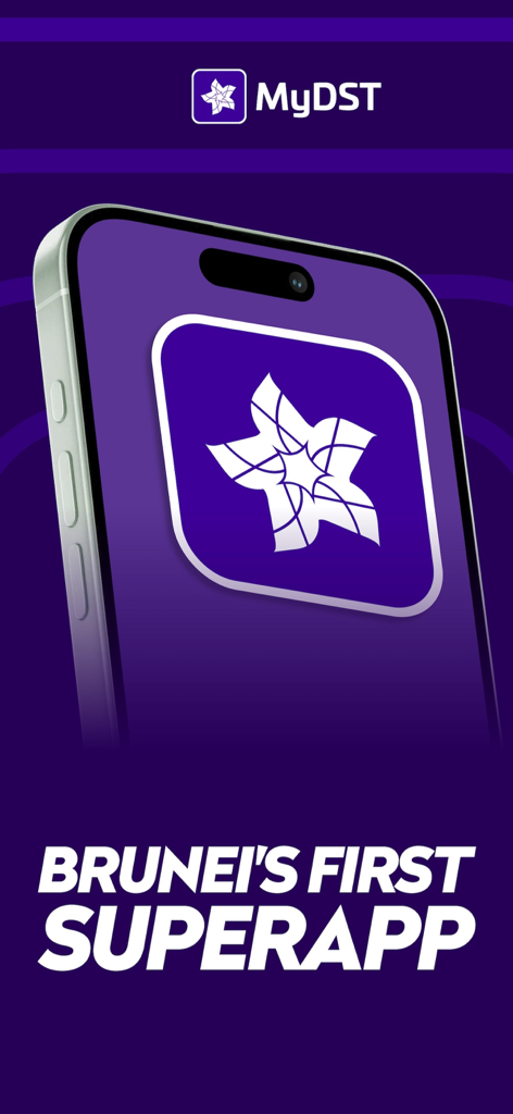 MyDST - MyDST Brunei first super app logo on a smartphone screen