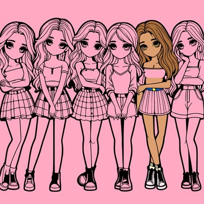 a group of girls realistic