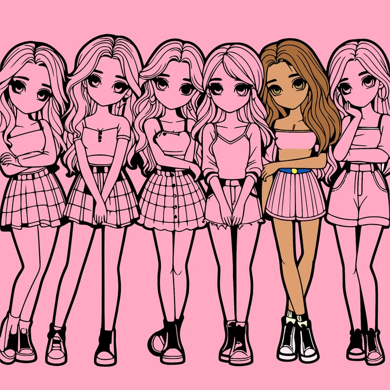 a group of girls realistic