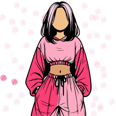 realistic girl faceless with baggy pants and a crop top