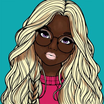 girl with long hair and freckles and glasses realistic