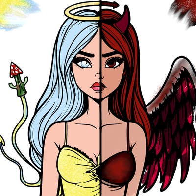 devil vs angel realistic girl