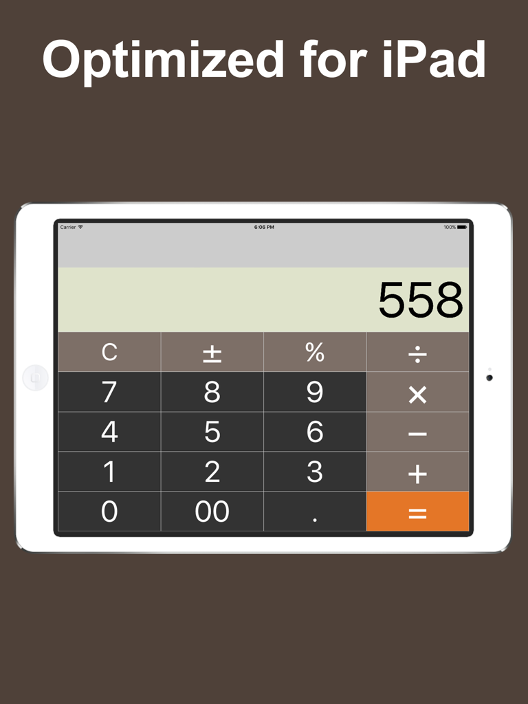 Calculator for iPad - Free calc app - Taschenrechner-App-Oberfläche optimiert für das iPad mit großen, gut lesbaren Tasten