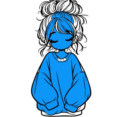 girl with baggy sweatshirt and messy bun