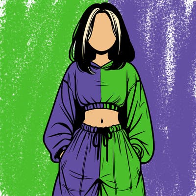 realistic girl faceless with baggy pants and a crop top