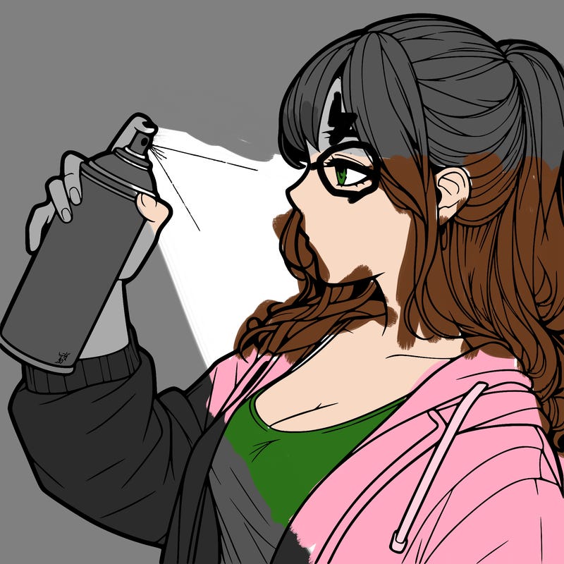 a realistic girl spray, painting