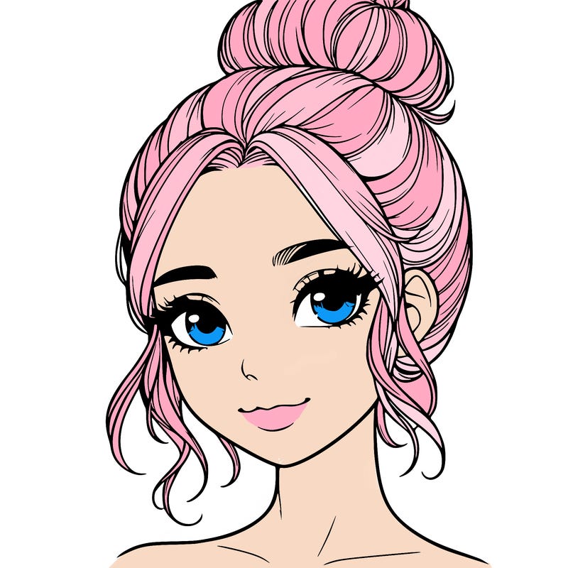 realistic pretty girl with hair in bun
