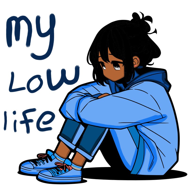 sad anime girl sitting alone