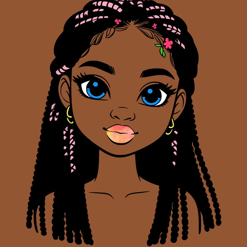 a realistic black girl with braids