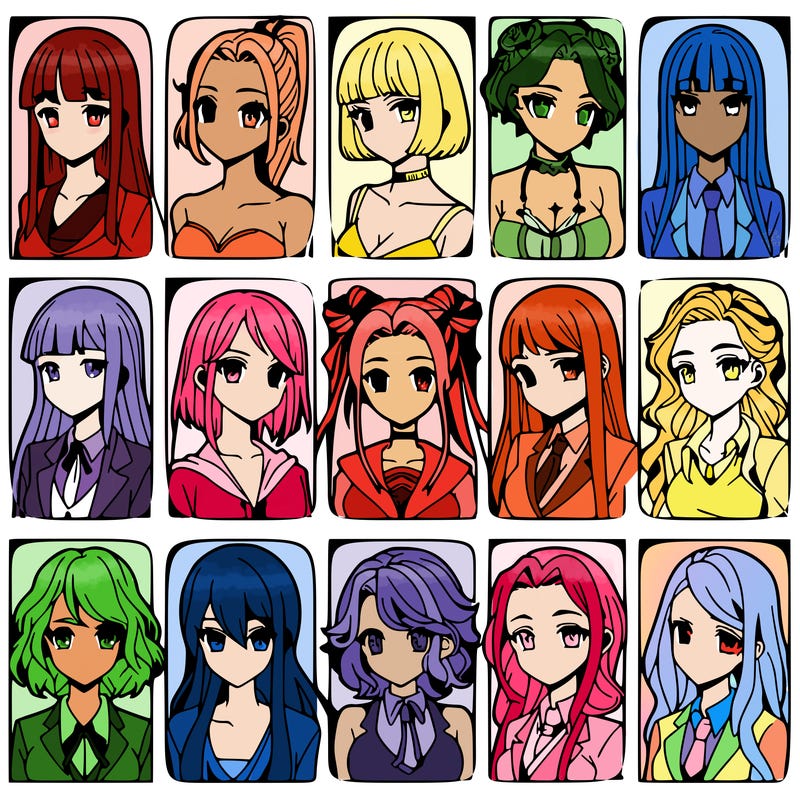 girls that look diffrent anime