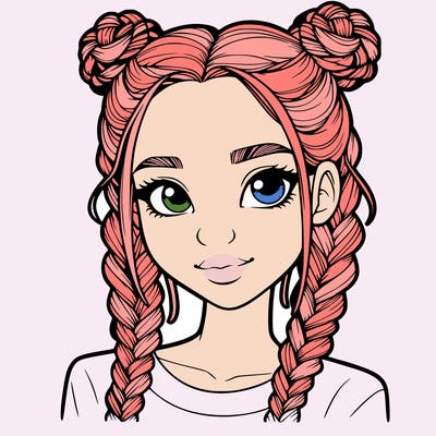 realistic girl with braids