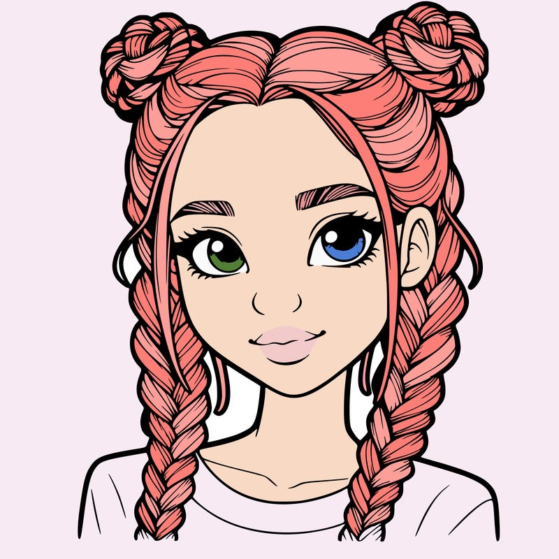 realistic girl with braids