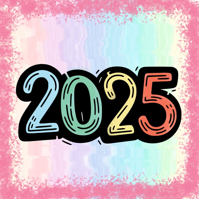 one line scrawled numbers sketch design “2025”