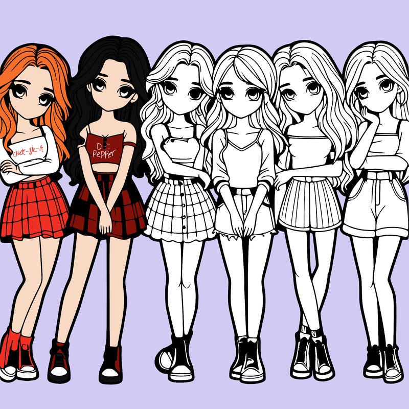 a group of girls realistic