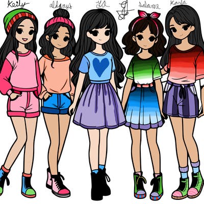 a group of five girls