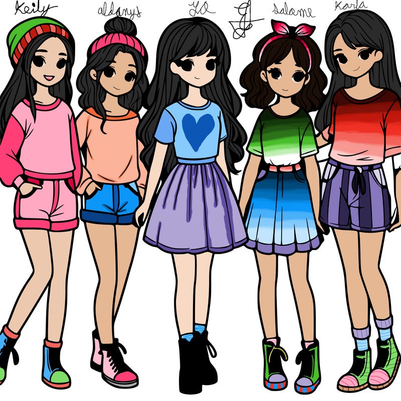 a group of five girls