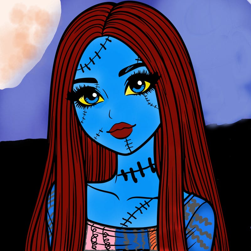 realistic girl with straight and long hair