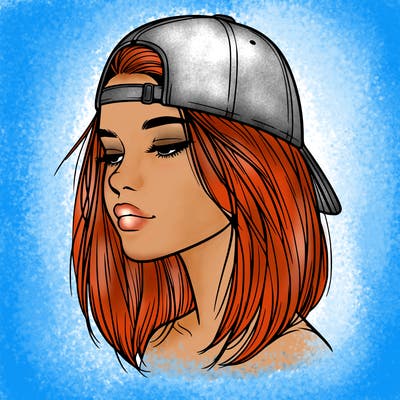 realistic  girl with a backwards hat