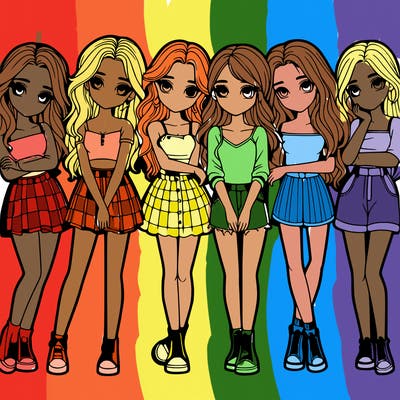 a group of girls realistic