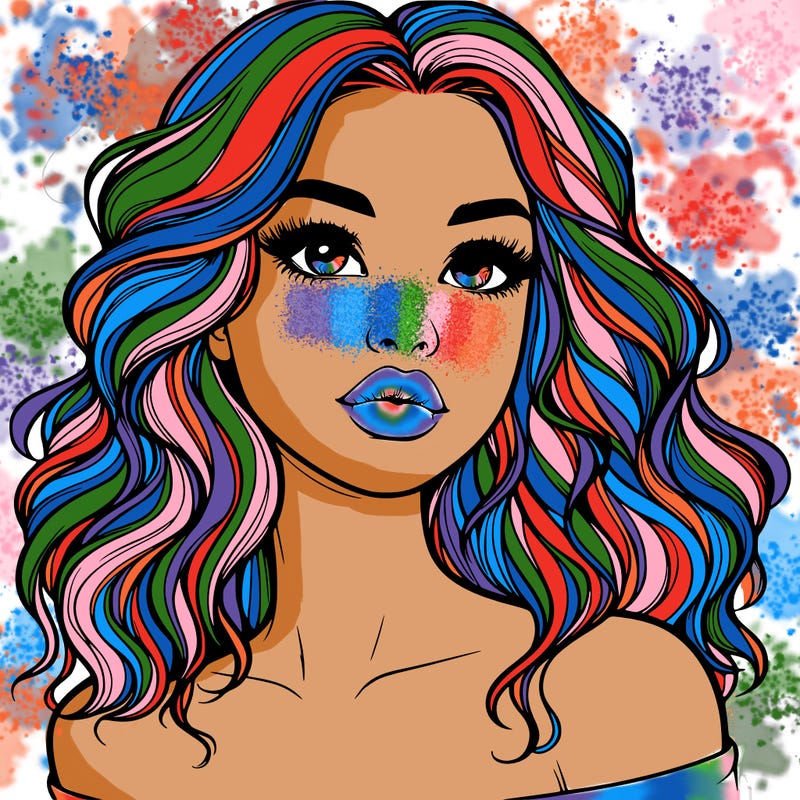 realistic girl with wavy hair and lips